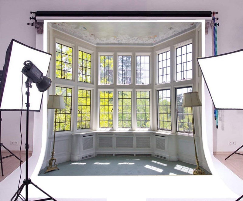 AOFOTO 6x6ft Classic French Pane Bay Windows Backdrop Luxury Retro Interior Decoration Floor Lamps Photography Background New Life Furniture Home Lifestyle Estate Modern Residence Photo Studio Props - Image 3